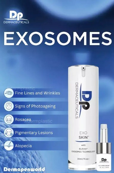 Dp Dermaceuticals exosomes Dp Dermaceuticals exosomes: fine lines and wrinkles, signs of photoageing, rosacea, pigmentary lesions, alopecia