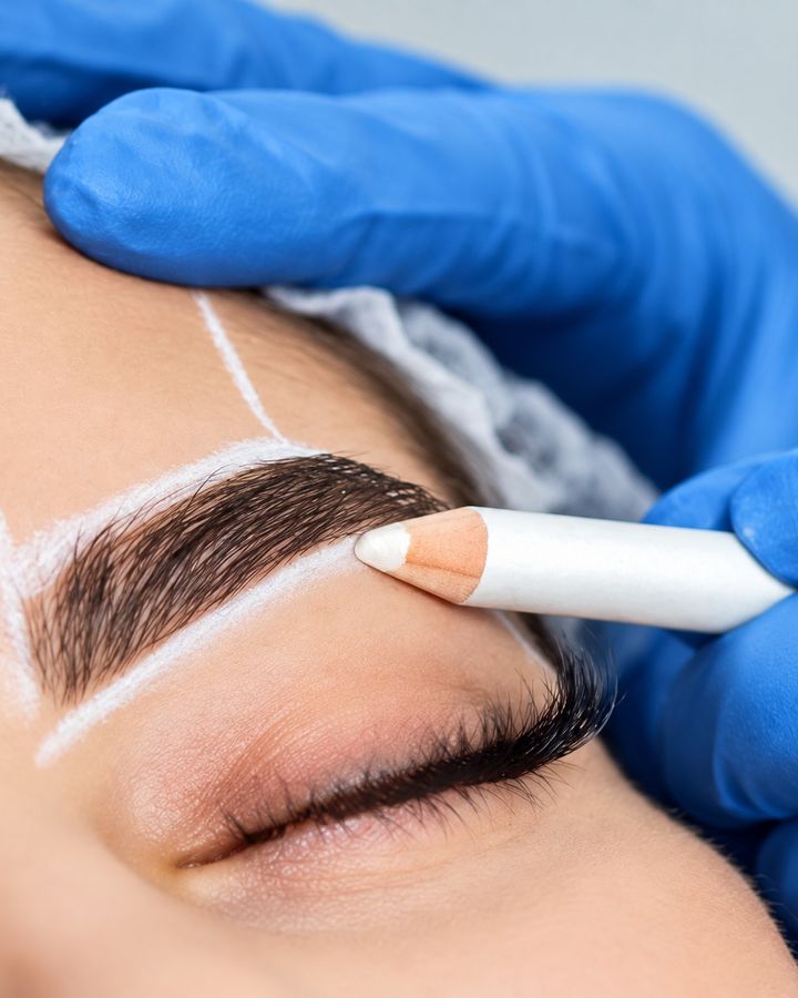Brow mapping before microblading