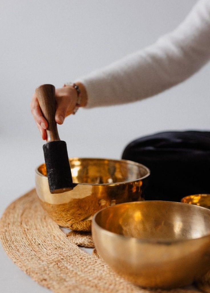 Singing bowls used during sound therapy